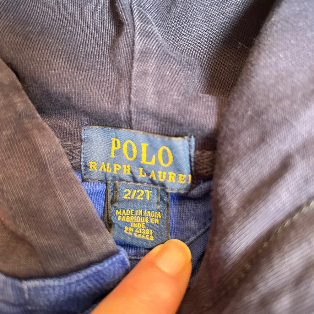 Polo Ralph Lauren‎ Kids Hoodie Long Sleeve Pullover Top Blue White 2T